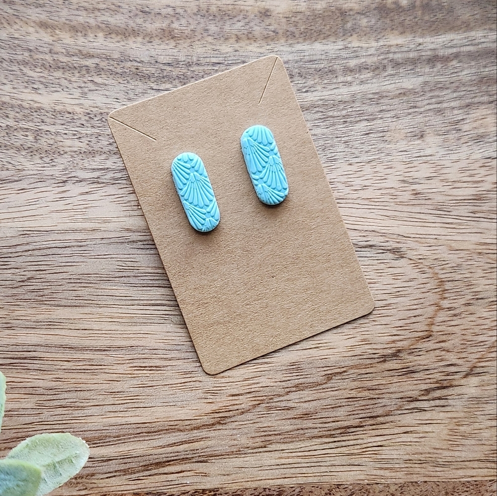 Baby Blue Polymer Clay Textured Studs NWT - Picture 2 of 2